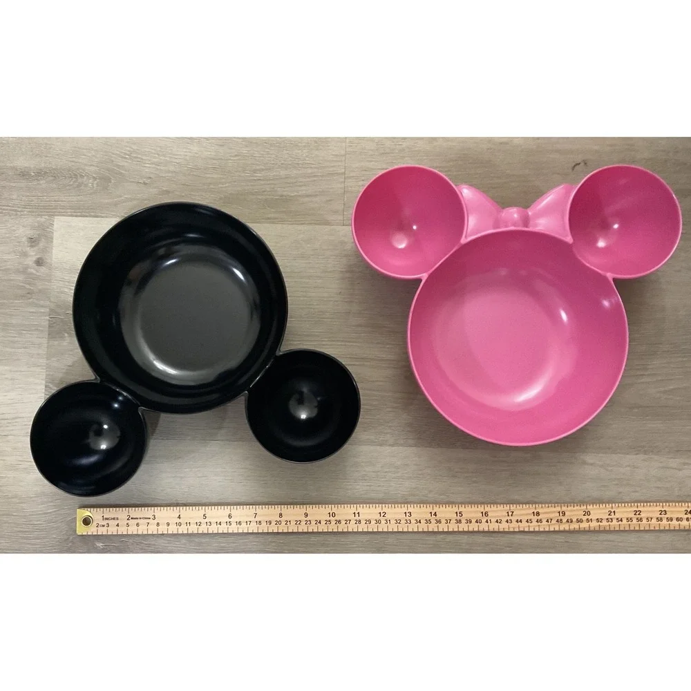 Disney Mickey and Minnie Mouse Melamine Snack Bowls Set of 2 Pink Black Zak